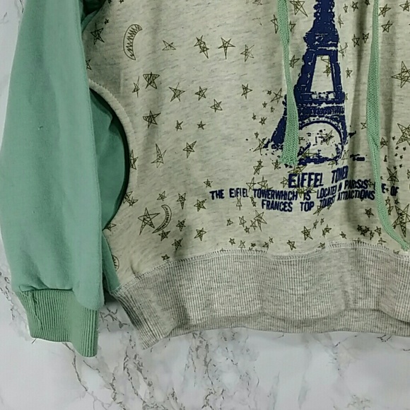 Green "Eiffel " hoodie.  Kids :) - Picture 4 of 5